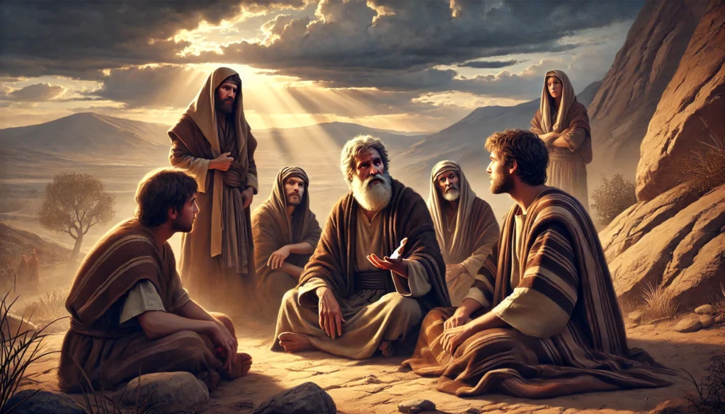 Job ja ystävänsä keskustelevat